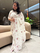 Load image into Gallery viewer, Charismatic Party Wear Crunchy Silk Embroidery Work Saree With Contrast Blouse Piece