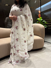 Load image into Gallery viewer, Charismatic Party Wear Crunchy Silk Embroidery Work Saree With Contrast Blouse Piece