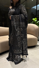 Load image into Gallery viewer, Artisanal Function Wear Pure Satin Silk Ajrak Printed Rich Pallu n Mirror Work Designer Saree