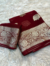 Load image into Gallery viewer, Blissful Party Wear Pure Viscose Georgette Fabric Jacquard Zari Work Fancy Designer Saree For Women