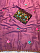 Load image into Gallery viewer, Incredible Party Wear Sattin Georgette Embroidery n Sequence Work Saree With Elegant Blouse Piece