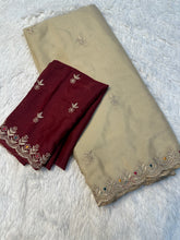 Load image into Gallery viewer, Glossy Function Wear Silk Embroidery n Sequence Work Saree With Contrast Blouse Piece