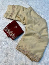 Load image into Gallery viewer, Glossy Function Wear Silk Embroidery n Sequence Work Saree With Contrast Blouse Piece
