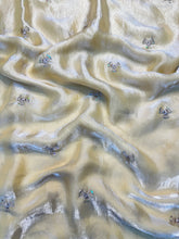 Load image into Gallery viewer, Quintessential Party Wear Fendy Satin Silk Dual Shaded Sequence Work Flower Butti Fancy Designer Saree