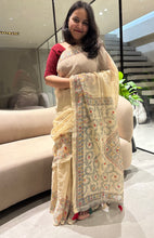 Load image into Gallery viewer, Desirable Festive Wear Linen Cotton Mirror Work Fancy Designer Saree With Blouse Piece