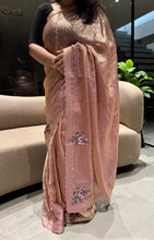 Load image into Gallery viewer, Exuberant Festive Wear Silk Embroidery n Siroski Work Designer Saree With Elegant Blouse Piece