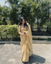 Load image into Gallery viewer, New Wedding Wear Gold Color Banarasi Kota Tissue Silk Zari Weaving Saree With Blouse