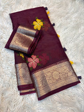 Load image into Gallery viewer, Effervescent Function Wear Organza Jacqurad Weaving Border Flower Thread Embroiderey Work Fancy Saree