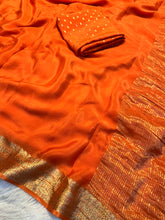 Load image into Gallery viewer, Effervescent Function Wear Chinnon Silk Jacquard Border Work Rich Pallu Fancy Saree With Blouse Piece