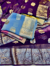Load image into Gallery viewer, Gratifying Party Wear Pure Viscose Georgette Zari Weaving Border Fancy Saree With Blouse