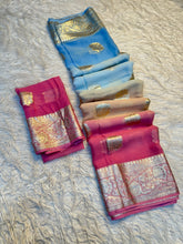 Load image into Gallery viewer, Gratifying Party Wear Pure Viscose Georgette Zari Weaving Border Fancy Saree With Blouse