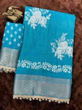 Load image into Gallery viewer, Classic Party Wear Muslin Cotton Zari Jacquard Border With Sequence Weaving Pearl lace in Saree Design