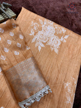 Load image into Gallery viewer, Classic Party Wear Muslin Cotton Zari Jacquard Border With Sequence Weaving Pearl lace in Saree Design