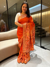 Load image into Gallery viewer, Prettiest Function Wear Pure Soft Dola Silk Zari Weaving Border HandWork Fancy Saree With Blouse Piece