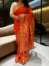 Load image into Gallery viewer, Prettiest Function Wear Pure Soft Dola Silk Zari Weaving Border HandWork Fancy Saree With Blouse Piece