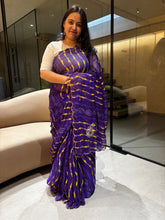 Load image into Gallery viewer, Divine Wedding Wear Chiffon Lehriya Print Embroidery n Handwork Desinger Saree With Blouse piece