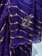 Load image into Gallery viewer, Divine Wedding Wear Chiffon Lehriya Print Embroidery n Handwork Desinger Saree With Blouse piece