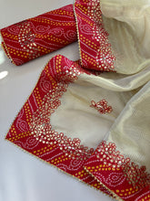 Load image into Gallery viewer, Desiring Festive Wear Kota Doriya Gotapatti Work Bandhani Print Fancy Saree With Contrast Blouse Piece