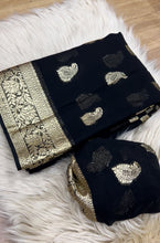 Load image into Gallery viewer, Desiring Viscose Georgette Jacquard Zari Work Saree With Staggering Blouse Piece