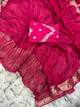 Load image into Gallery viewer, Wedding Wear Viscose Chinnon Fabric All Over Jacquard Weaving Pattern Fancy Designer Saree With Blouse