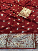 Load image into Gallery viewer, Elegance Party Wear Viscose Georgette Jacquard Zari Weaving Work Fancy Designer Saree