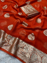 Load image into Gallery viewer, Adorning Festive Wear Georgette Jacquard Weaving Work Fancy Saree With Blouse Piece