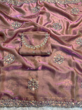 Load image into Gallery viewer, Incredible Party Wear Soft Silk Sequence n Handwork Designer Saree With Contrast Blouse Piece