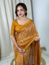 Load image into Gallery viewer, Unequalled Pure Mul Cotton Ajrakh Print With Mirror Work Fancy Designer Saree With Bucolic Blouse Piece