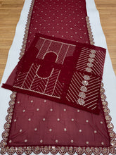 Load image into Gallery viewer, Blossom Party Wear Faux Georgette Sequence Heavy Border n Real Mirror Work Fancy Designer Saree With Unstitched Blouse