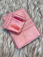 Load image into Gallery viewer, Fantabulous Festive Wear Viscose Silk Satin Border Zari Design Fancy Saree With Blouse Piece