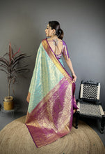 Load image into Gallery viewer, Charismatic Wedding Wear Kanjivaram Silk Rich Pallu Jacquard Border Designer Saree With Contrast Blouse Piece