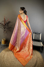 Load image into Gallery viewer, Charismatic Wedding Wear Kanjivaram Silk Rich Pallu Jacquard Border Designer Saree With Contrast Blouse Piece
