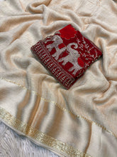 Load image into Gallery viewer, Elegant Function Wear Viscose Silk Handwork Blouse Designer Saree For Wedding