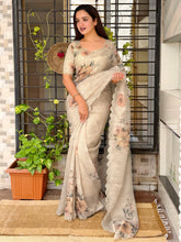 Load image into Gallery viewer, Traditional Wedding Wear Tissue Cotton Digital Print Sequence Bids Outing Work Fancy Saree With Unstitched Blouse