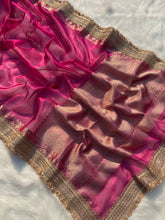 Load image into Gallery viewer, Gratifying Function Wear Rani Color Banarasi Tissue Silk Jacquard n Lace Work Fancy Designer Saree