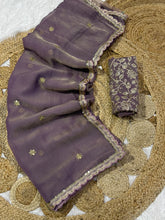 Load image into Gallery viewer, Ethnic Party Wear Soft Moss Silk Embroidery Work Lace Border Fancy Designer Saree With Blouse Piece