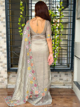 Load image into Gallery viewer, Sumptuous Sufi Silk Crush Thread n Sequence Beads Work Fancy Designer Saree With Exquisite Blouse Piece