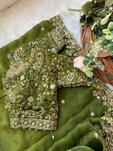 Load image into Gallery viewer, Outstanding Festival Wear Satin Silk Heavy Embroidery n Aarco Work Fancy Designer Saree With Stitched Blouse
