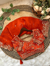 Load image into Gallery viewer, Outstanding Festival Wear Satin Silk Heavy Embroidery n Aarco Work Fancy Designer Saree With Stitched Blouse