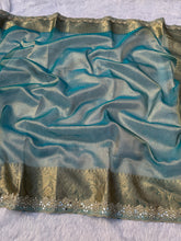 Load image into Gallery viewer, Glossy Wedding Wear Banarasi Tissue Silk Jacquard n Heavy Mirror Lace Work Fancy Saree With Special Occasions