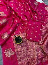 Load image into Gallery viewer, New Wedding Wear Pure Soft Viscose Crape Silk Zari Chit Palllu n Pichwari Border Fancy Designer Saree With Blouse