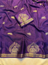 Load image into Gallery viewer, Quintessential Pure Soft Viscose Fabric Golden Zari Jacquard Work Fancy Designer Saree With Blouse