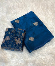 Load image into Gallery viewer, Prettiest Wedding Wear Rangoli Silk Sequence n Beads Work Saree With Conrrast Blouse Piece