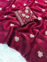 Load image into Gallery viewer, Prettiest Wedding Wear Rangoli Silk Sequence n Beads Work Saree With Conrrast Blouse Piece