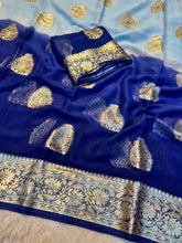 Load image into Gallery viewer, Desiring Function Wear Double Shaded Georgette Jacquard Zari Work Saree With Blouse Piece
