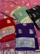 Load image into Gallery viewer, Desiring Viscose Georgette Jacquard Zari Work Saree With Staggering Blouse Piece