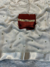 Load image into Gallery viewer, Elegant Festive Wear Georgette Satin Patta With Sequence Butti Work Fancy Designer Saree