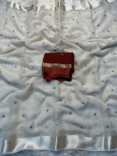 Load image into Gallery viewer, Elegant Festive Wear Georgette Satin Patta With Sequence Butti Work Fancy Designer Saree