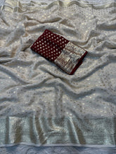 Load image into Gallery viewer, Symmetrical Wedding Wear Viscose Georgette Jacquard Zari Work Fancy Designer Saree