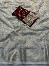 Load image into Gallery viewer, Symmetrical Wedding Wear Viscose Georgette Jacquard Zari Work Fancy Designer Saree